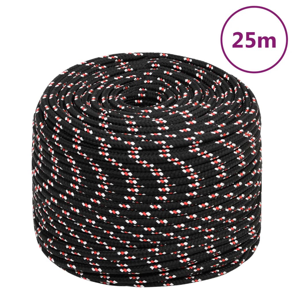 VidaXL Bootsseil 10 mm 25 m Polypropylen Schwarz