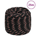 VidaXL Bootsseil 16 mm 25 m Polypropylen Schwarz