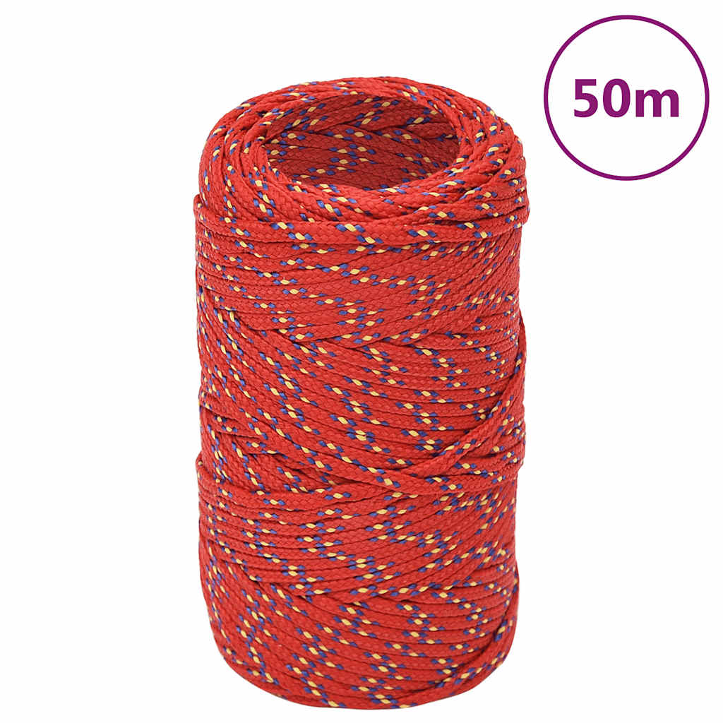 VidaXL Bootsseil 2 mm 50 m Polypropylen Rot