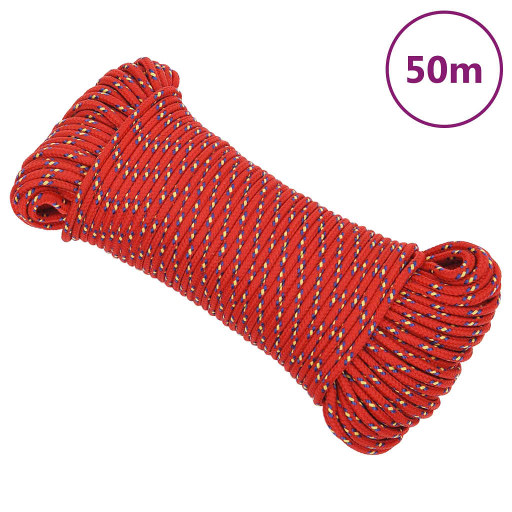 VidaXL Bootsseil 4 mm 50 m Polypropylen Rot