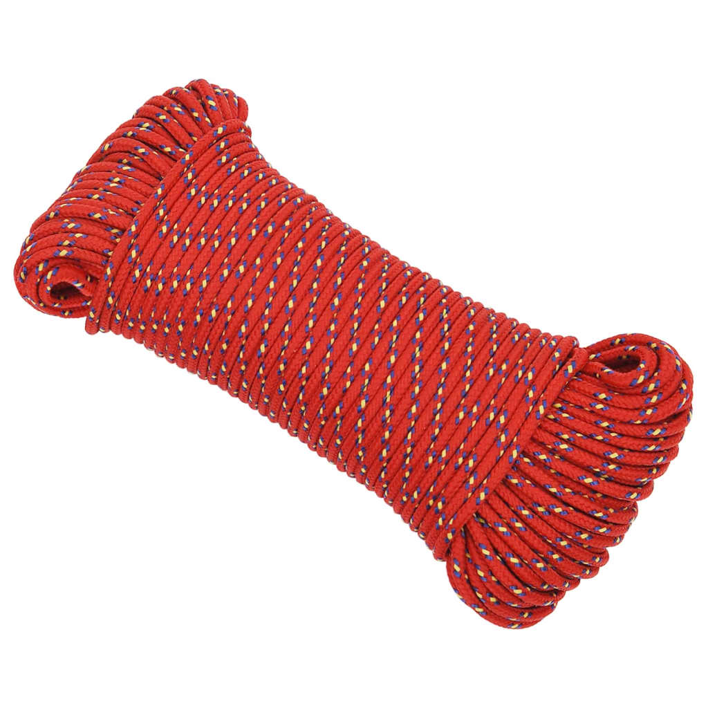 VidaXL Bootsseil 4 mm 50 m Polypropylen Rot