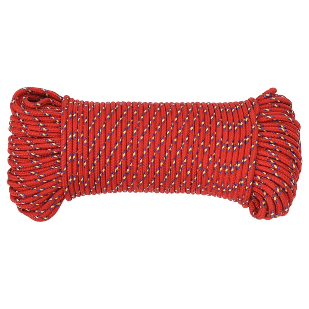 VidaXL Bootsseil 4 mm 50 m Polypropylen Rot