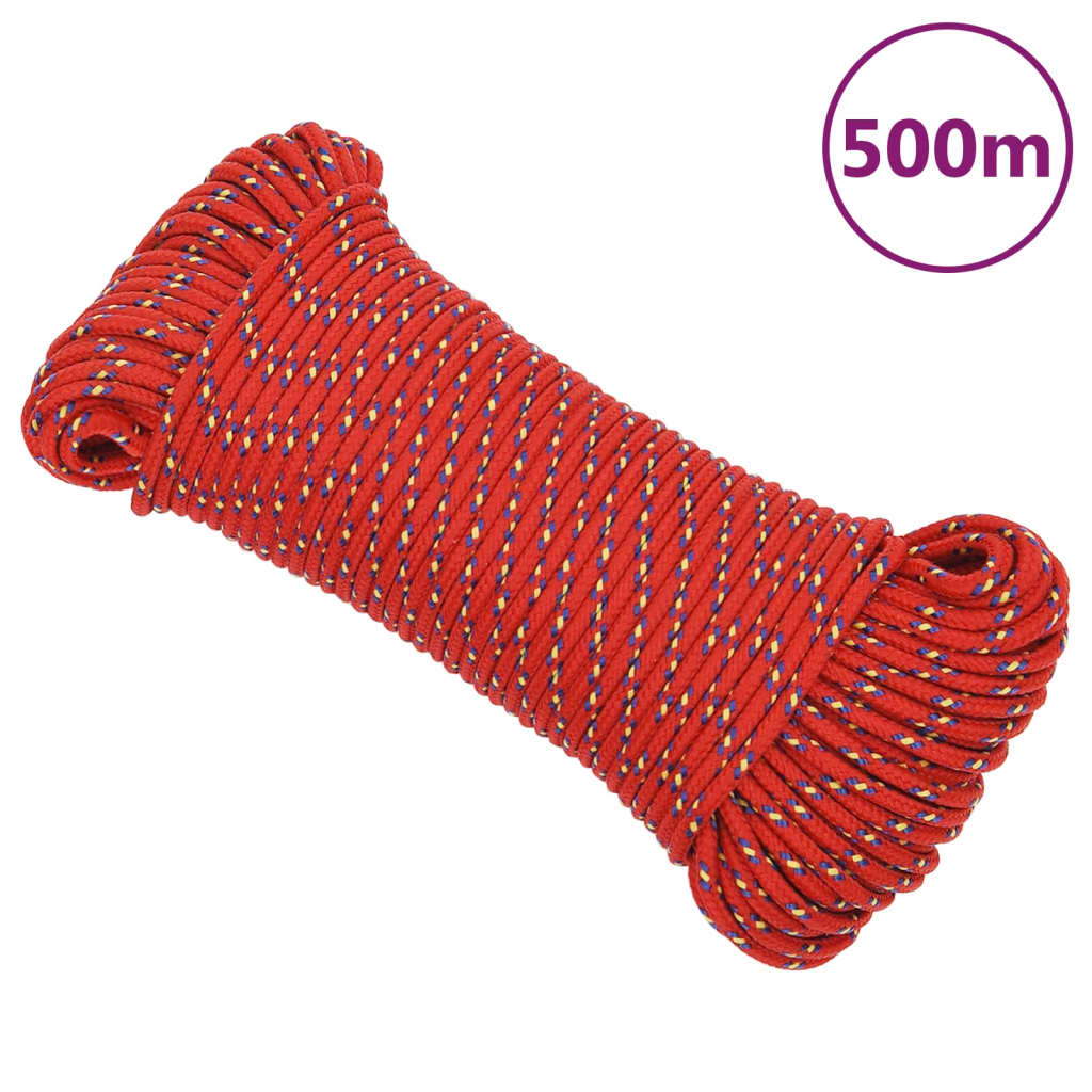 VidaXL Bootsseil 4 mm 500 m Polypropylen Rot