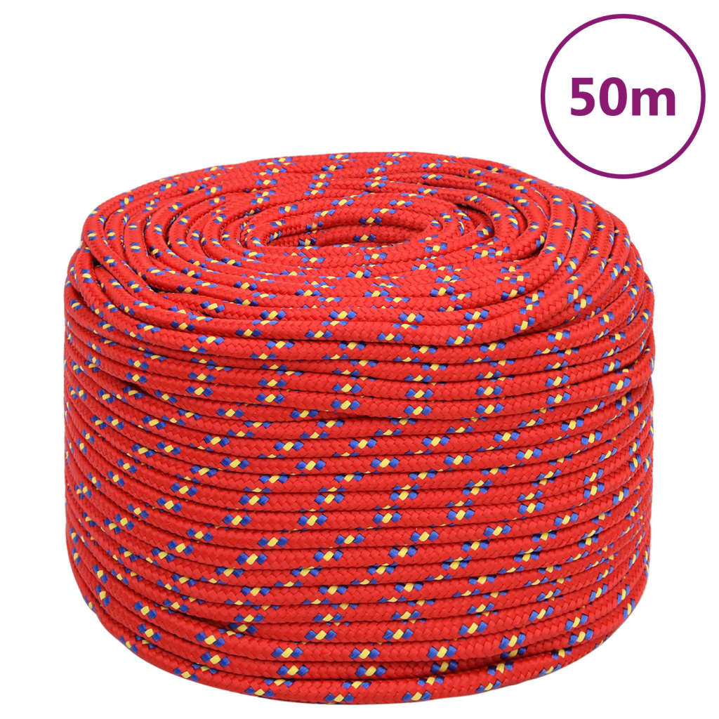 VidaXL Bootsseil 8 mm 50 m Polypropylen Rot