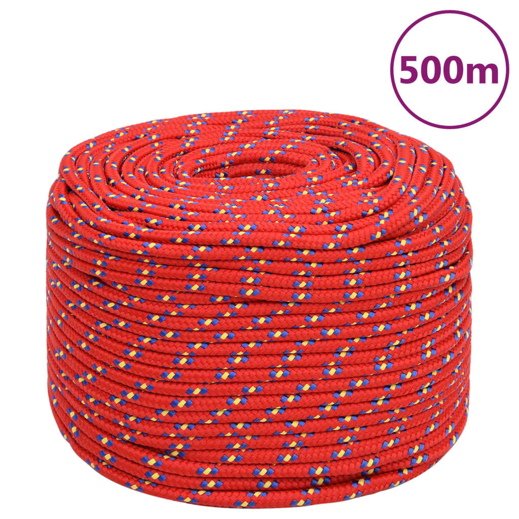 Vidaxl -Bootsseil 10 mm 500 m Polypropylen rot