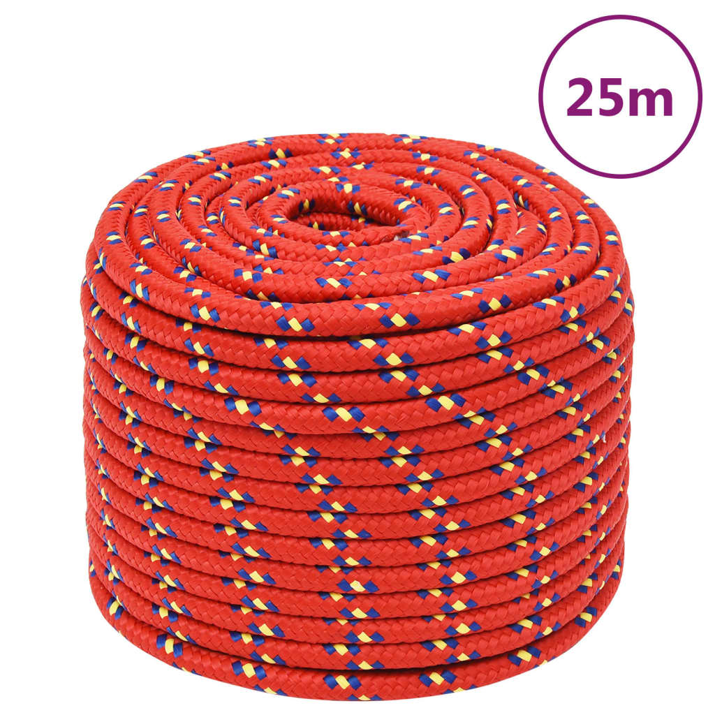 VidaXL Bootsseil 12 mm 25 m Polypropylen Rot