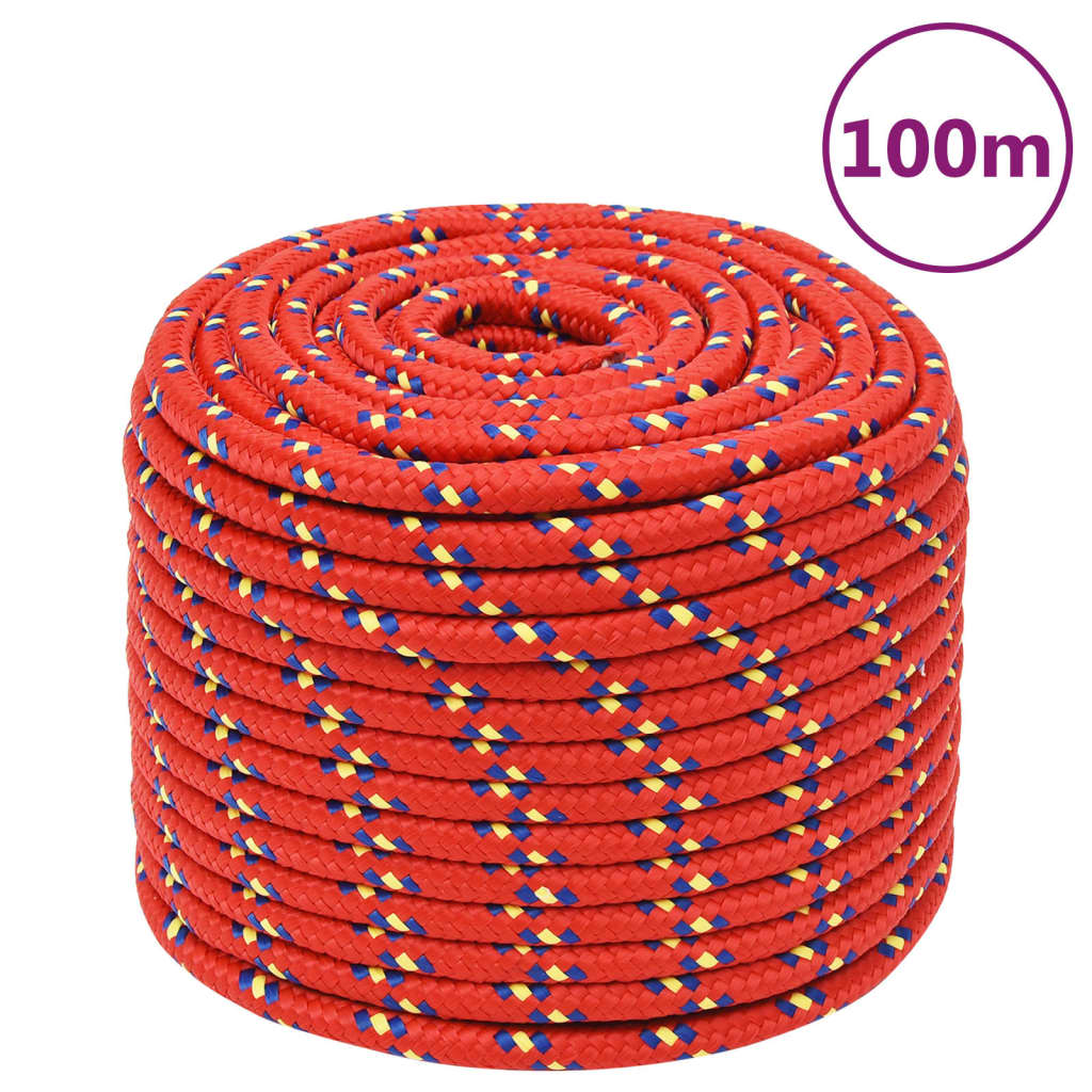 Vidaxl -Bootsseil 14 mm 100 m Polypropylen rot