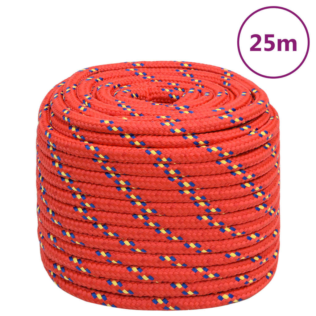 VidaXL Bootsseil 18 mm 25 m Polypropylen Rot