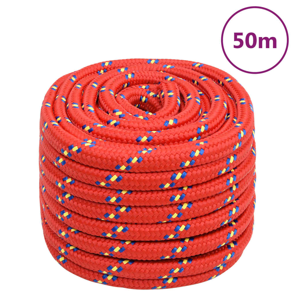 Vidaxl -Bootsseil 20 mm 50 m Polypropylen rot