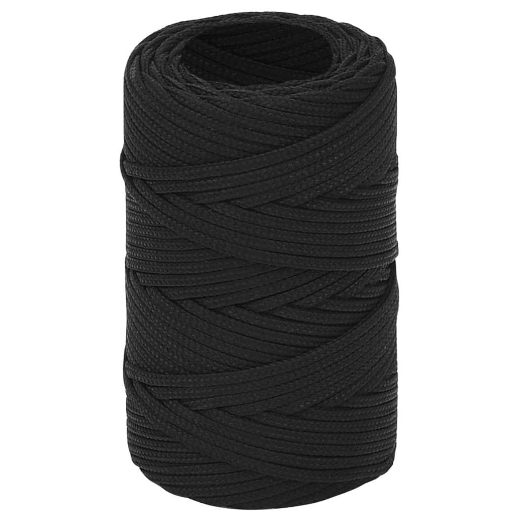 VidaXL Bootsseil 2 mm 250 m Polypropylen Schwarz
