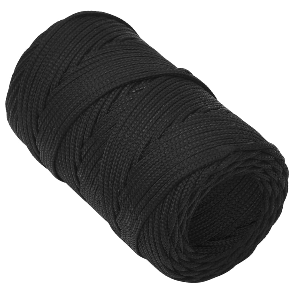 VidaXL Bootsseil 2 mm 250 m Polypropylen Schwarz
