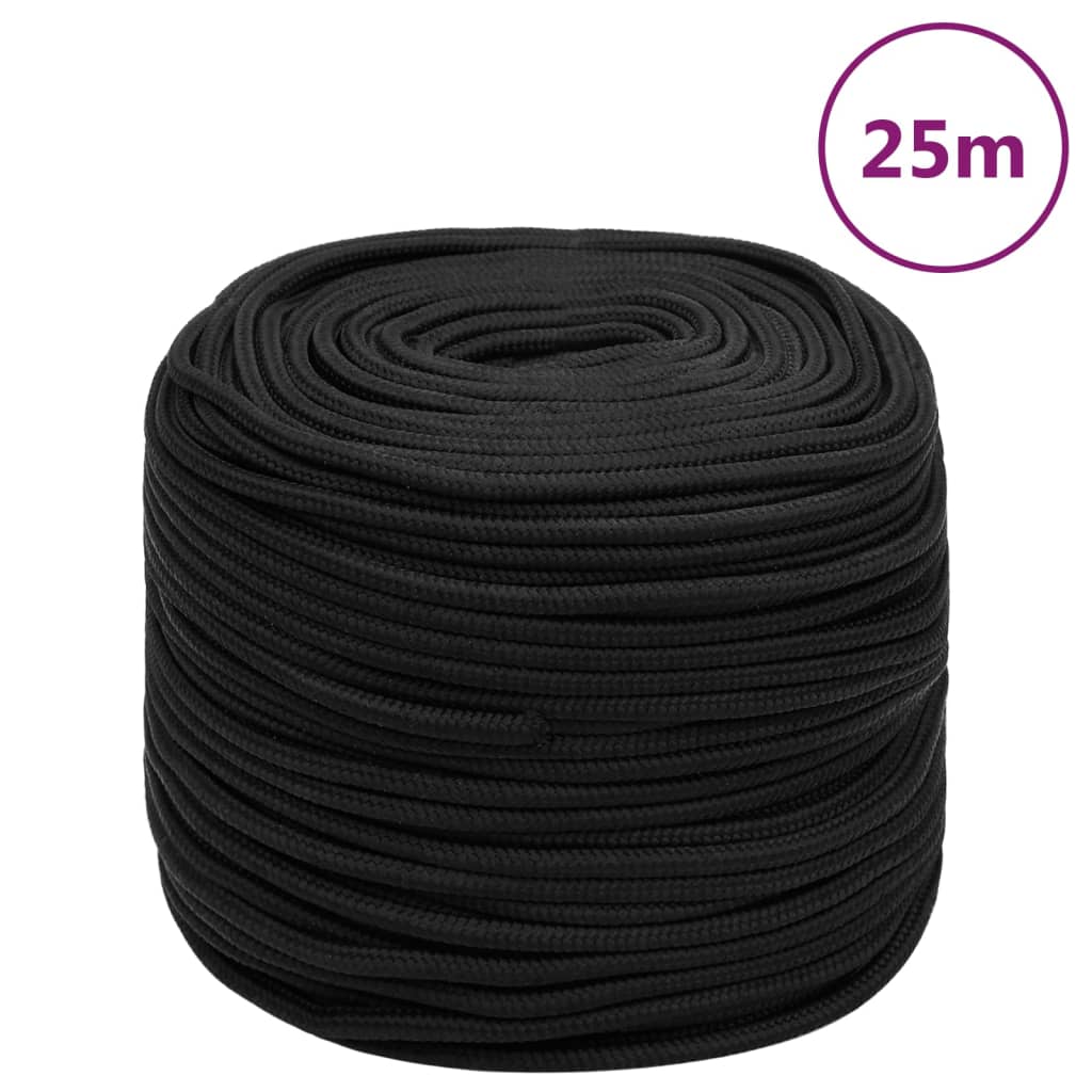 VidaXL Bootsseil 10 mm 25 m Polypropylen Schwarz