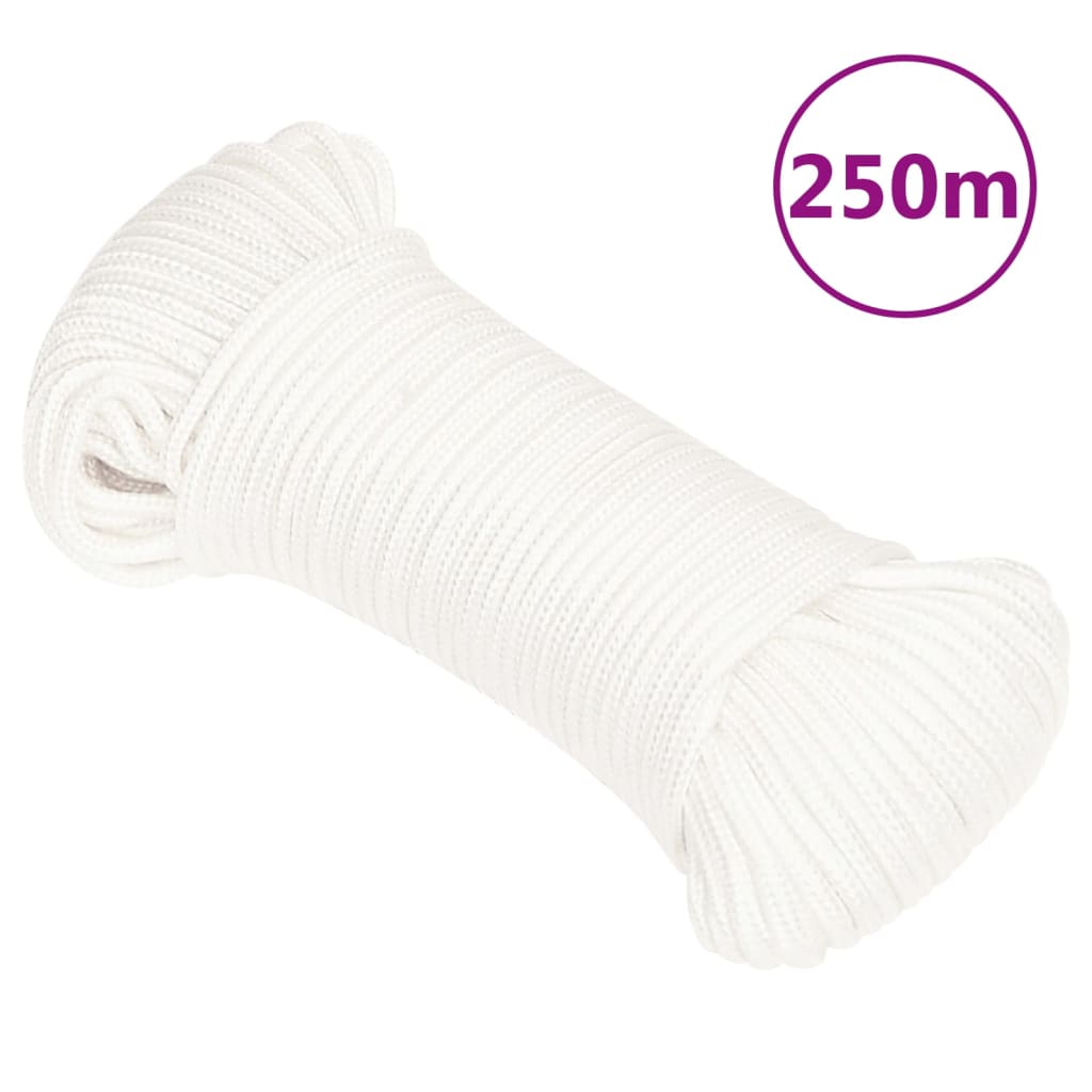VidaXL Bootsseil 3 mm 250 m Polypropylen Weiß