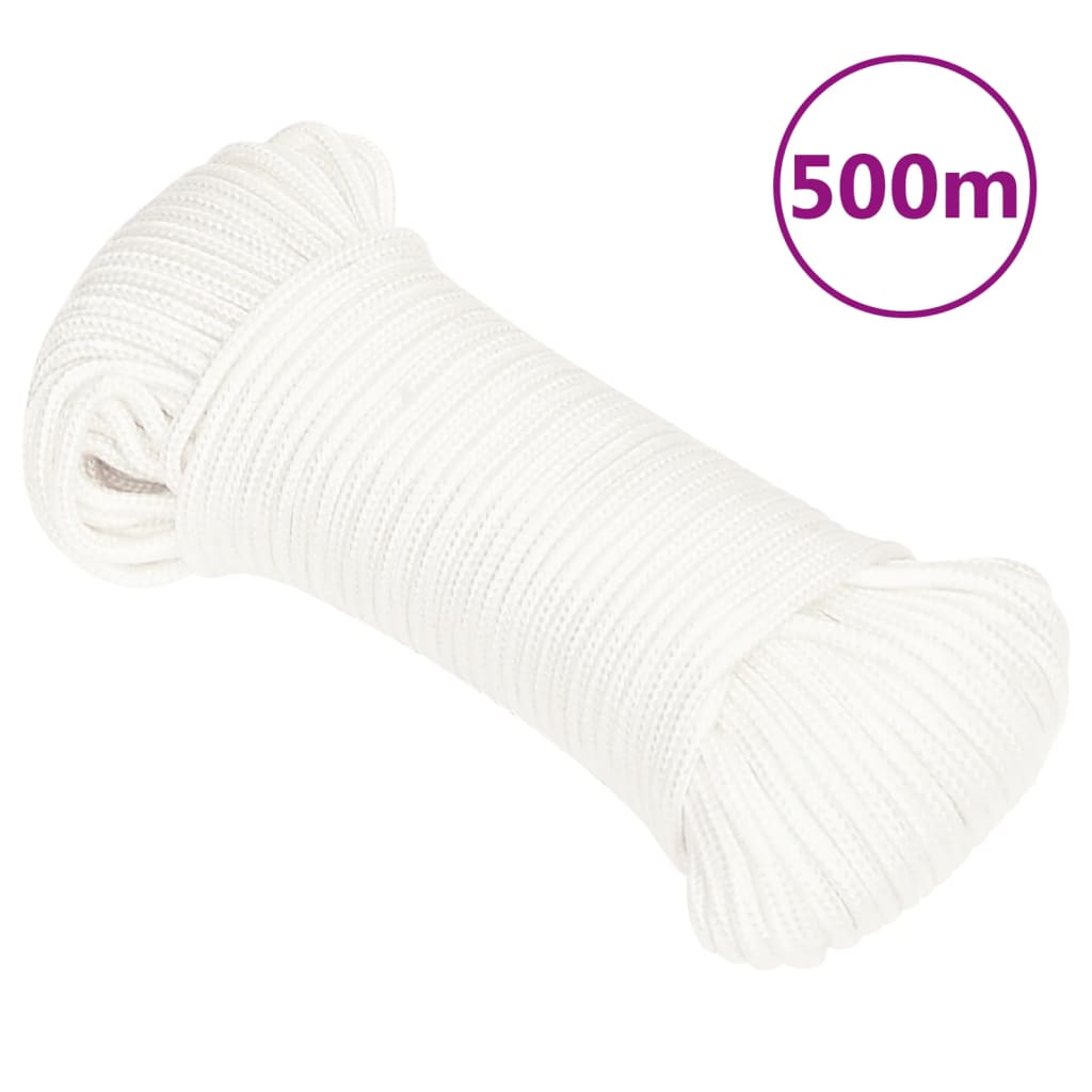 Vidaxl -Bootsseil 5 mm 500 m Polypropylen Vollweiß