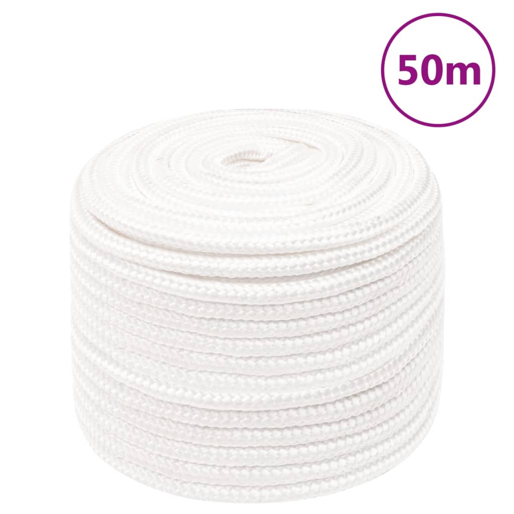 VidaXL Bootsseil 12 mm 50 m Polypropylen, einfarbig weiß