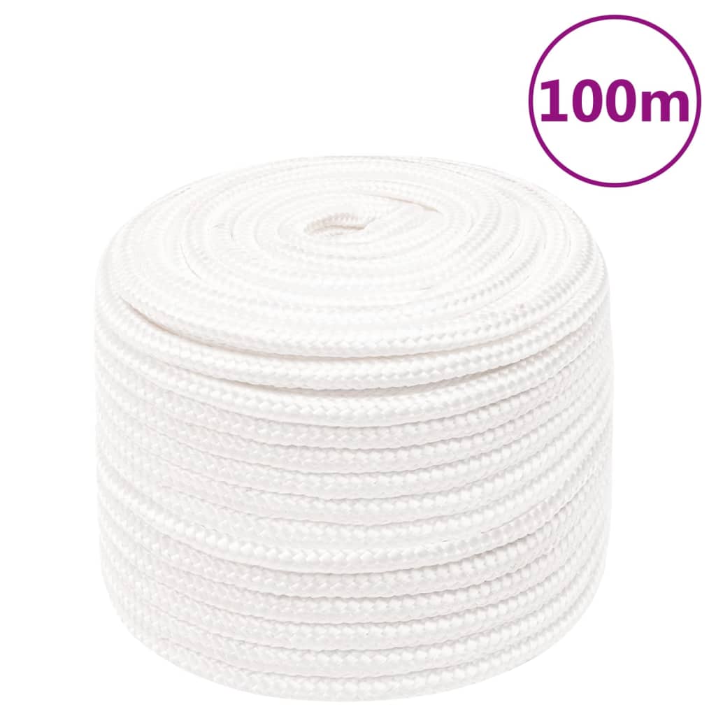 Vidaxl -Bootsseil 12 mm 100 m Polypropylen vollweiß