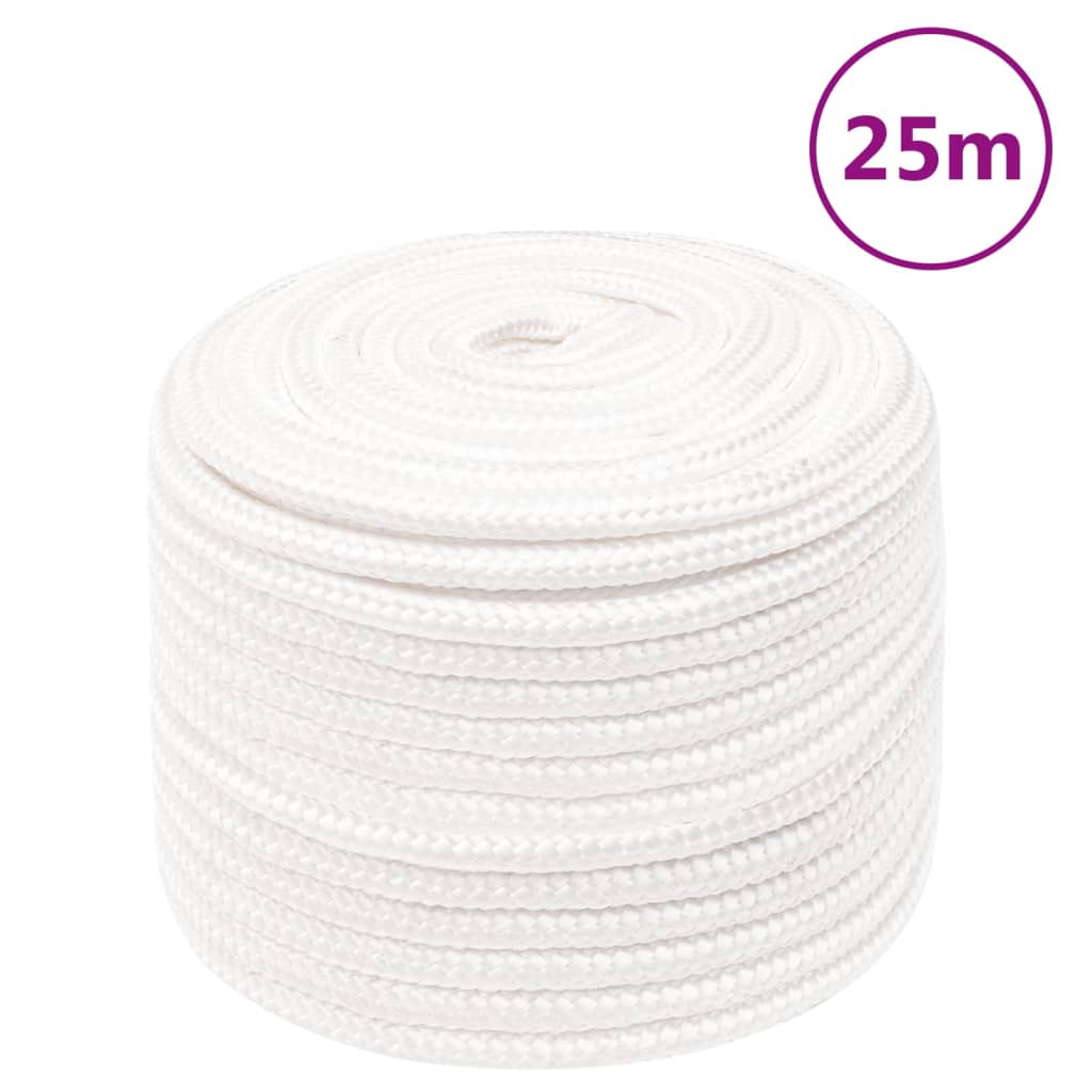 VidaXL Bootsseil 14 mm 25 m Polypropylen, einfarbig weiß