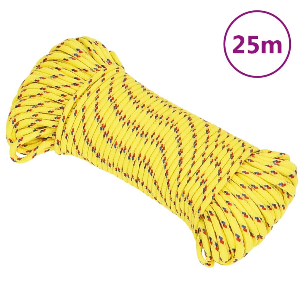 VidaXL Bootsseil 3 mm 25 m Polypropylen Gelb