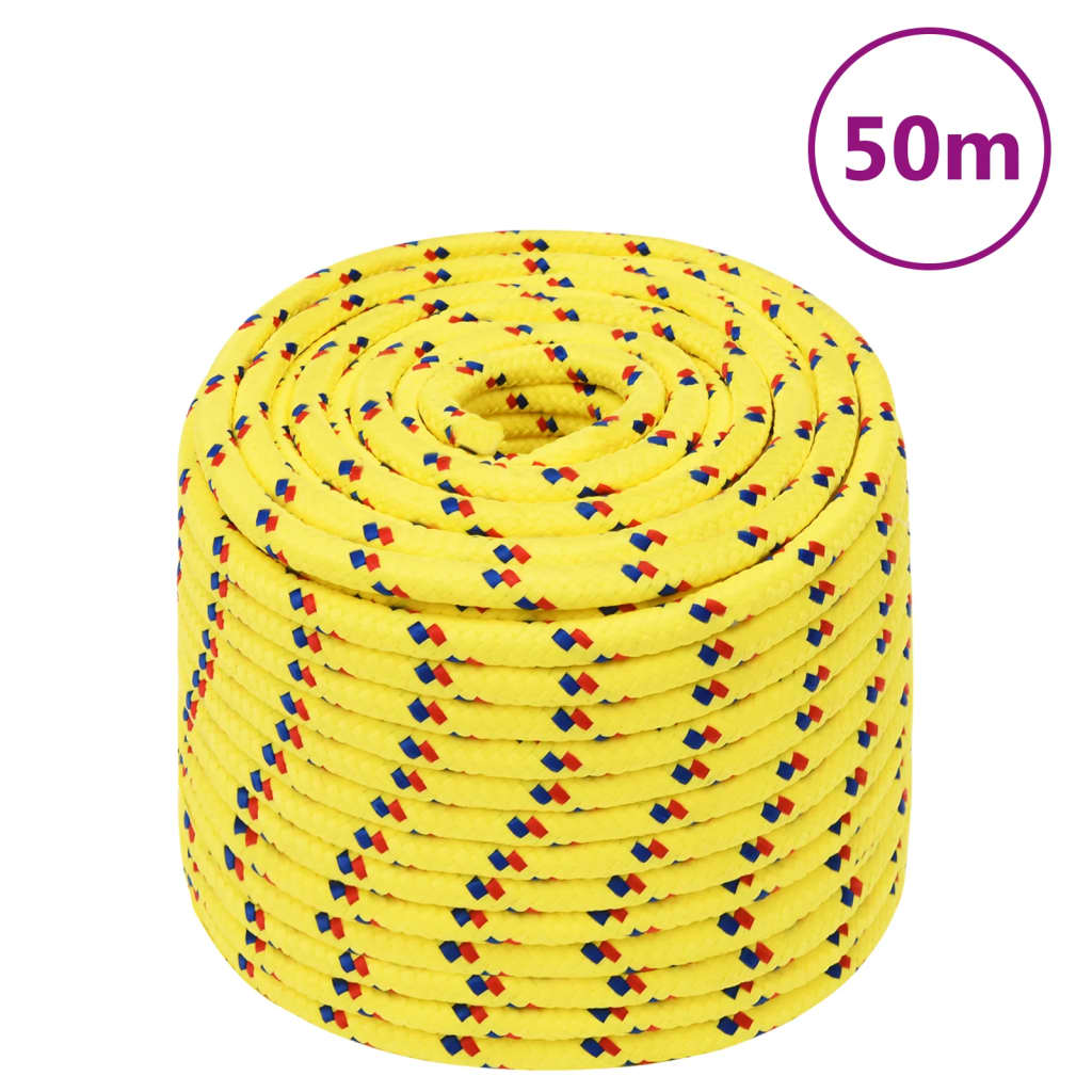 VidaXL Bootsseil 12 mm 50 m Polypropylen Gelb