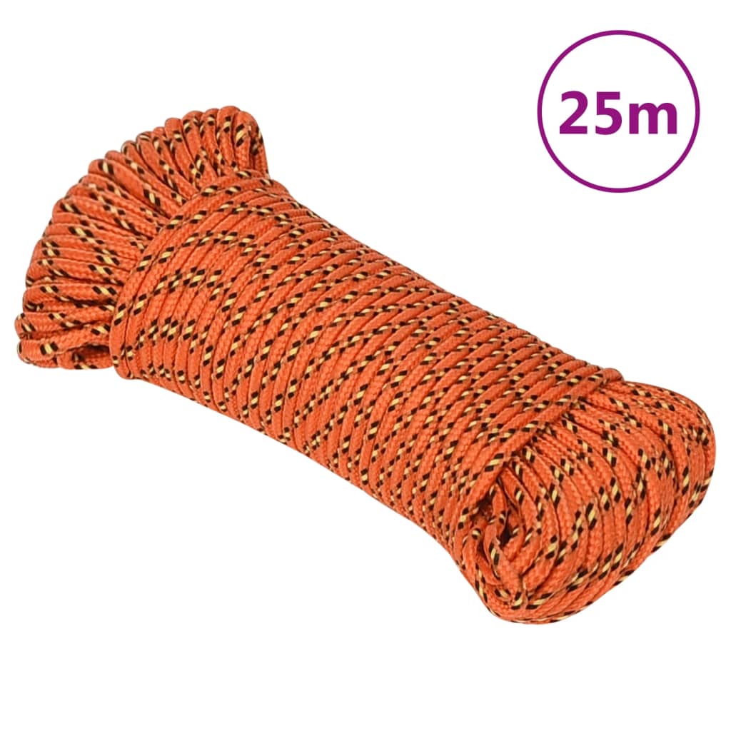 VidaXL Bootsseil 3 mm 25 m Polypropylen Orange