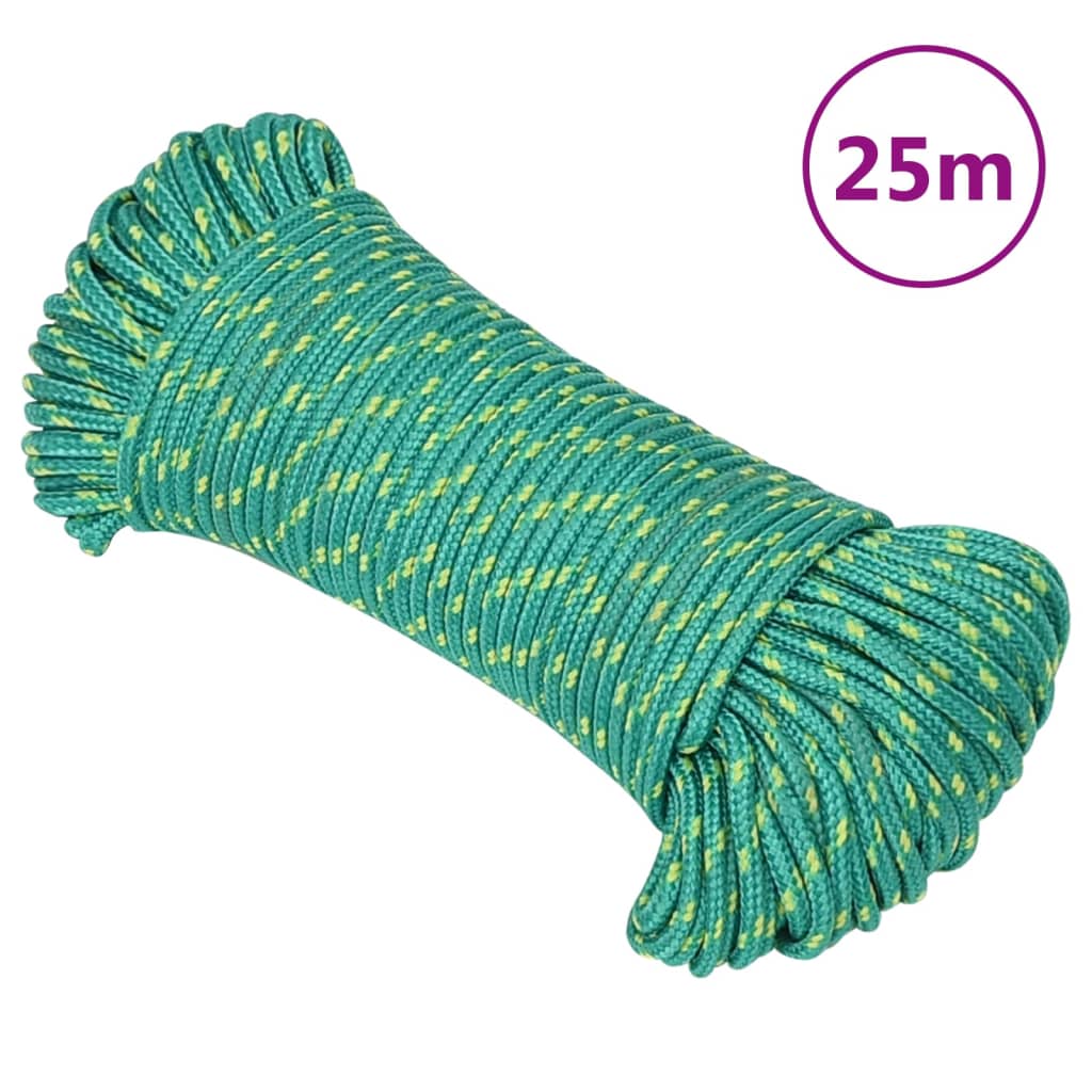 VidaXL Bootsseil 3 mm 25 m Polypropylen Grün