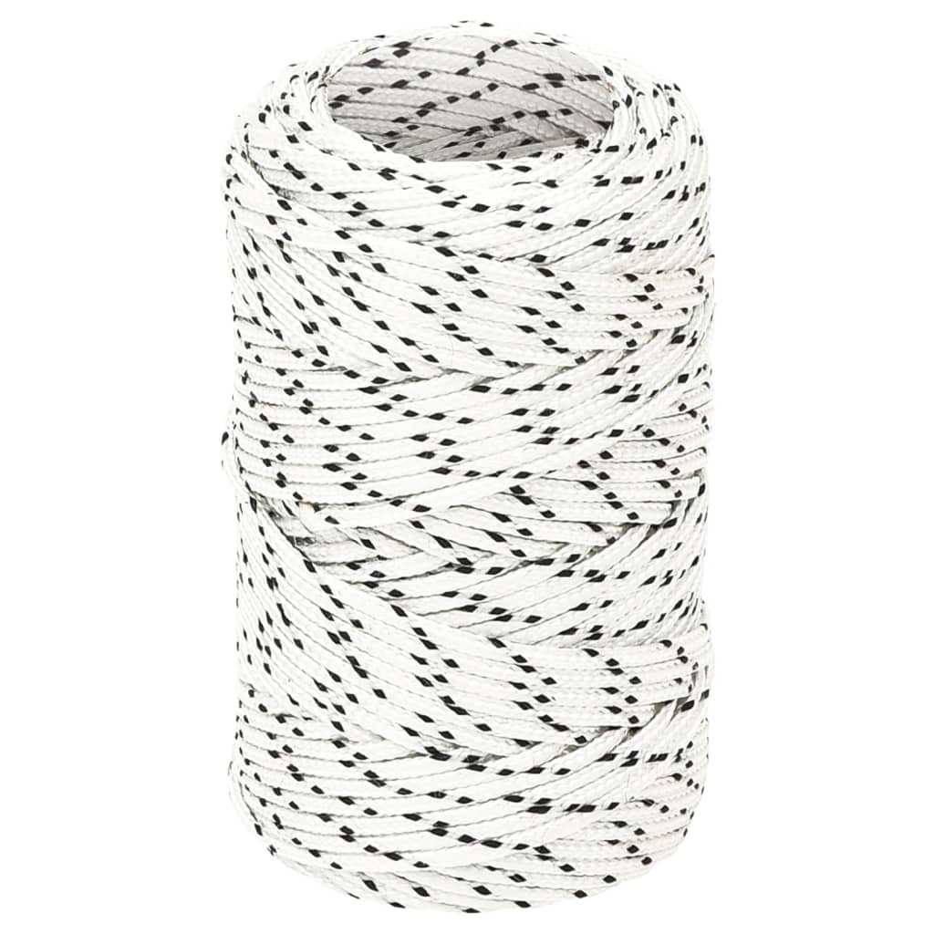 VidaXL Geflochtenes Bootsseil 2 mm x 25 m Polyester Weiß