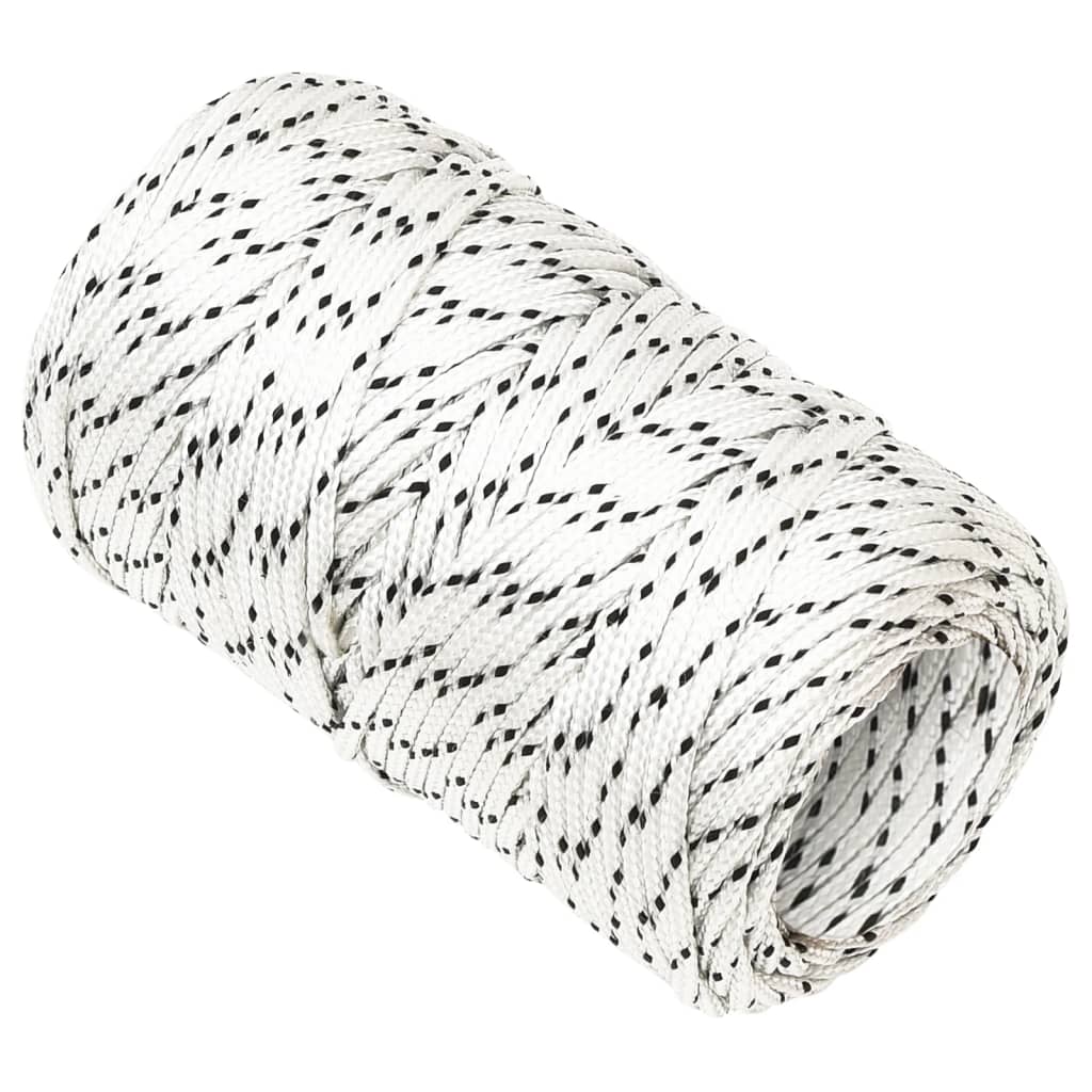 VidaXL Geflochtenes Bootsseil 2 mm x 25 m Polyester Weiß