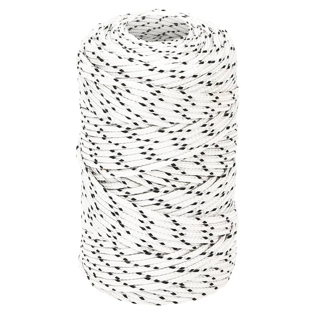 VidaXL Geflochtenes Bootsseil 2 mm x 250 m Polyester Weiß
