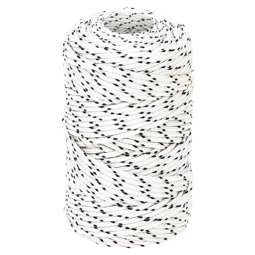 VidaXL Geflochtenes Bootsseil 2 mm x 500 m Polyester Weiß