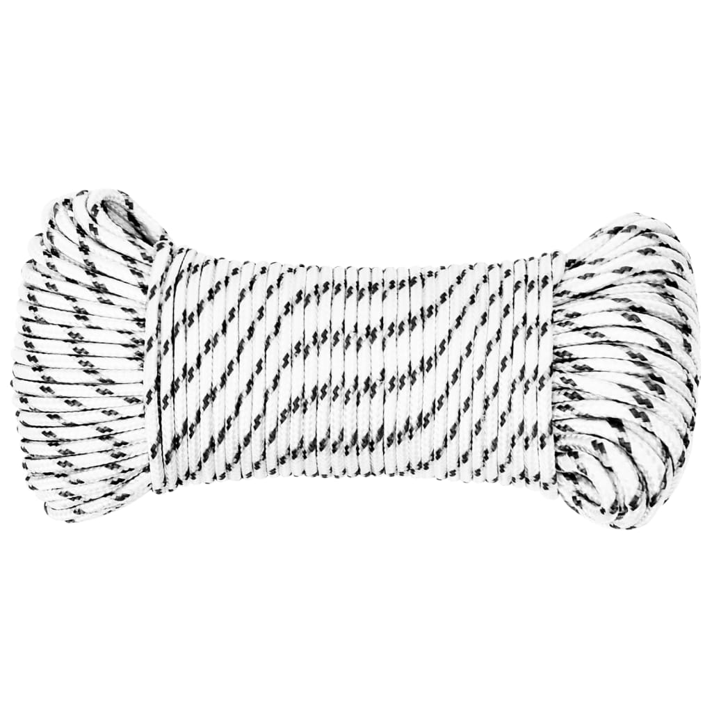 VidaXL Geflochtenes Bootsseil 3 mm x 500 m Polyester Weiß
