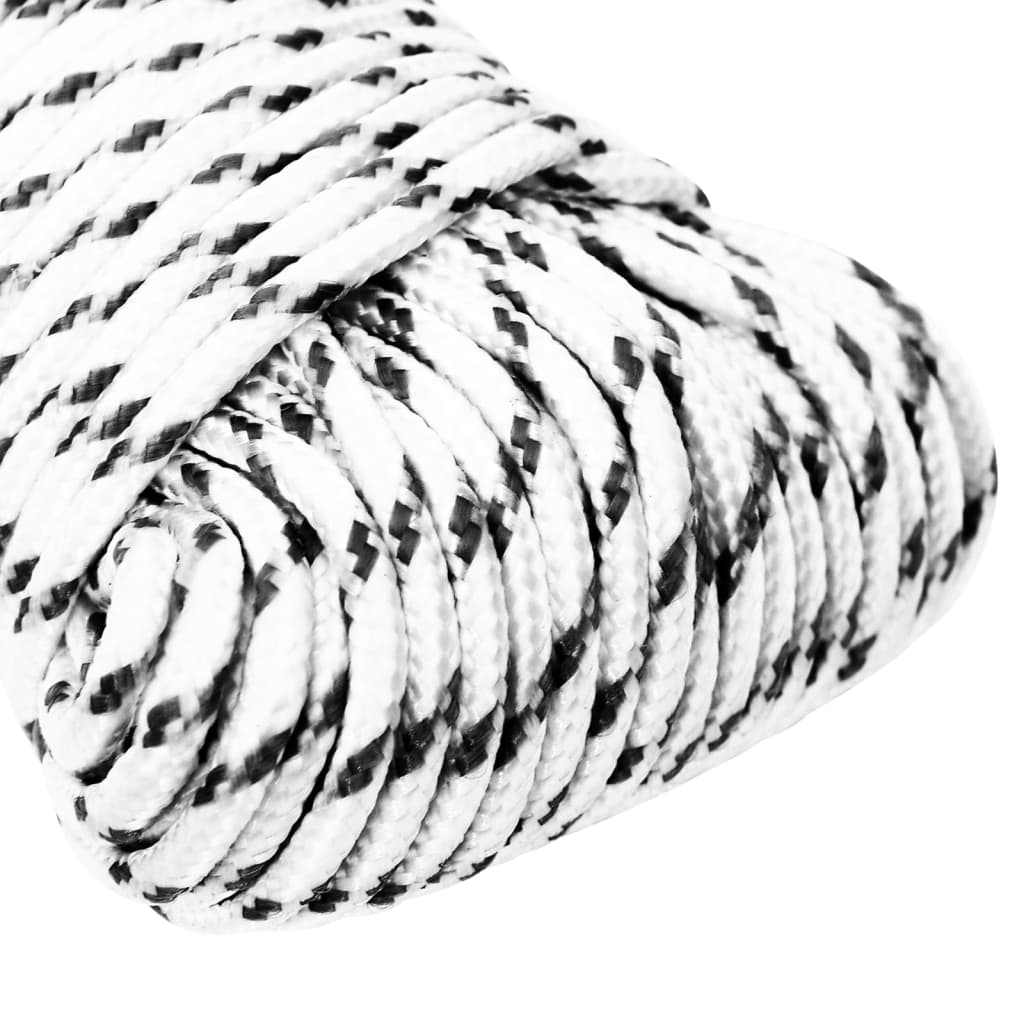 VidaXL Geflochtenes Bootsseil 3 mm x 500 m Polyester Weiß