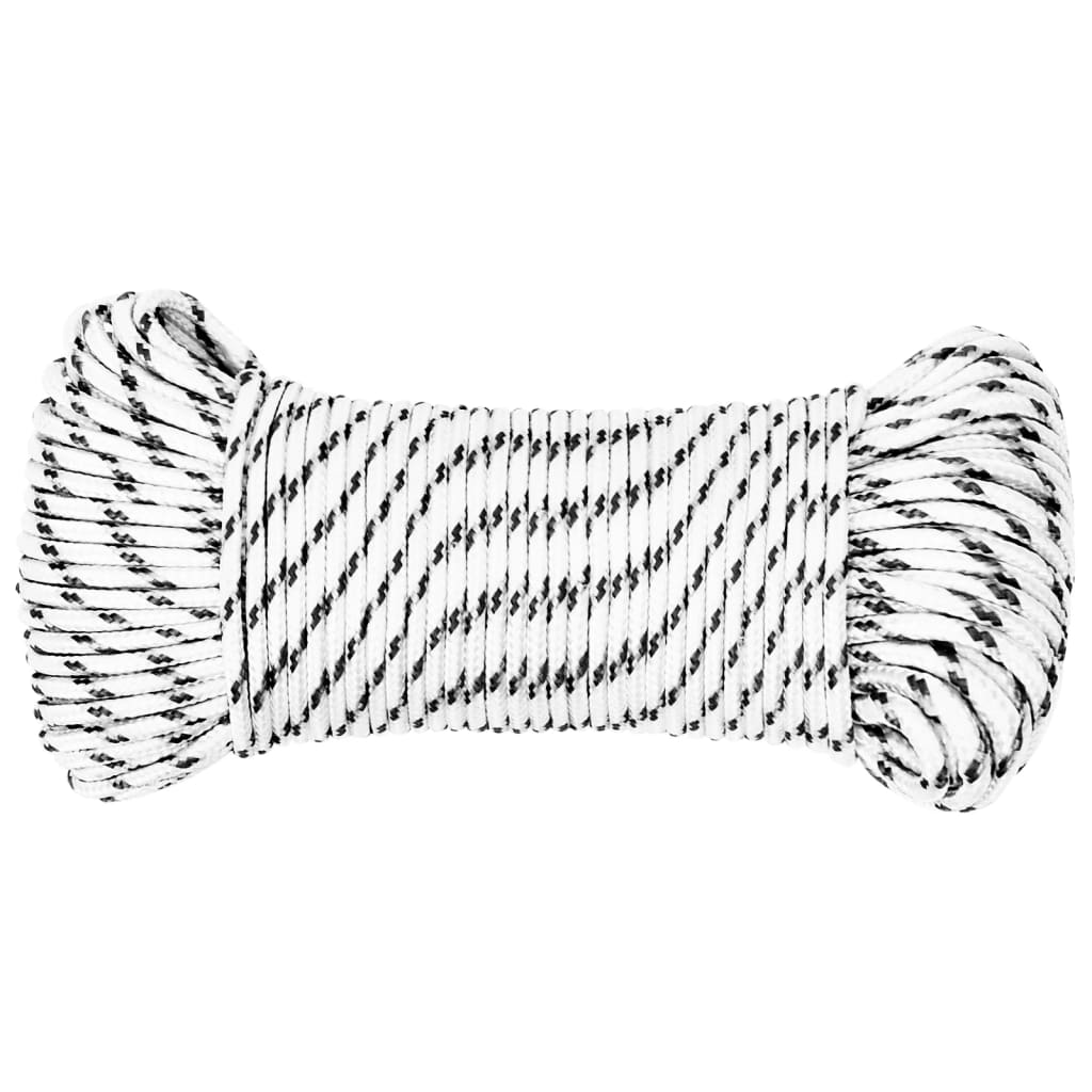 VidaXL Geflochtenes Bootsseil 4 mm x 100 m Polyester Weiß 4