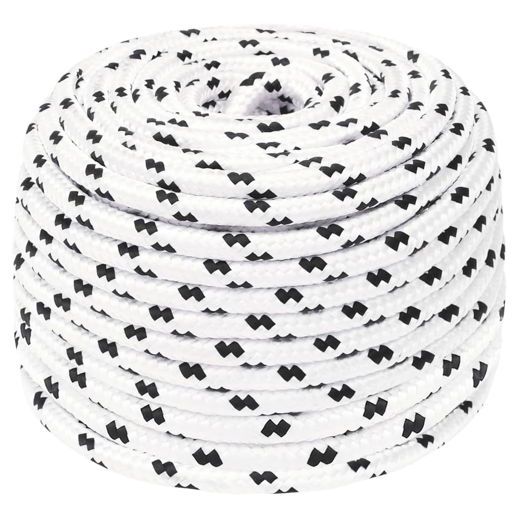 VidaXL Geflochtenes Bootsseil 10 mm x 25 m Polyester Weiß