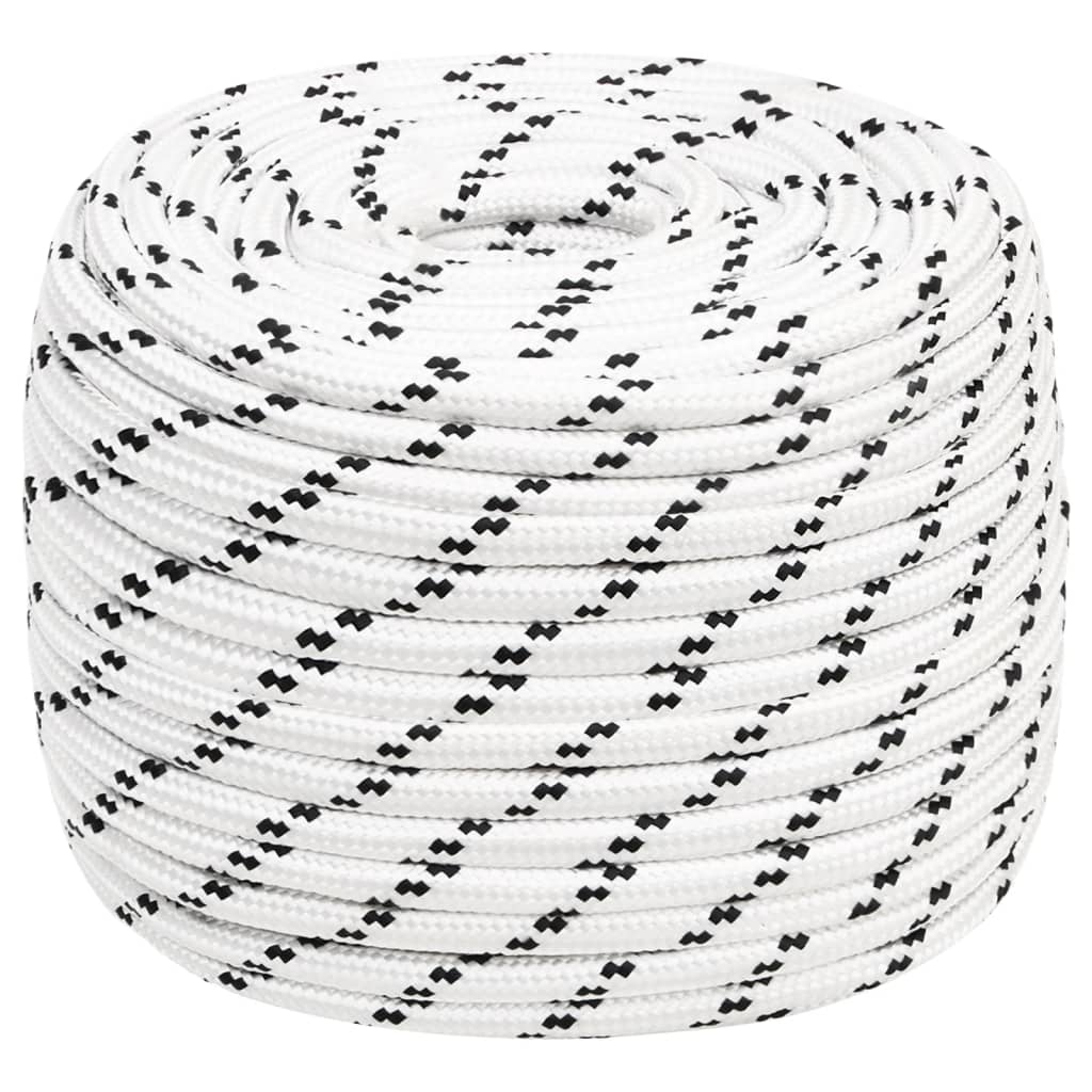 VidaXL Geflochtenes Bootsseil 14 mm x 25 m Polyester Weiß