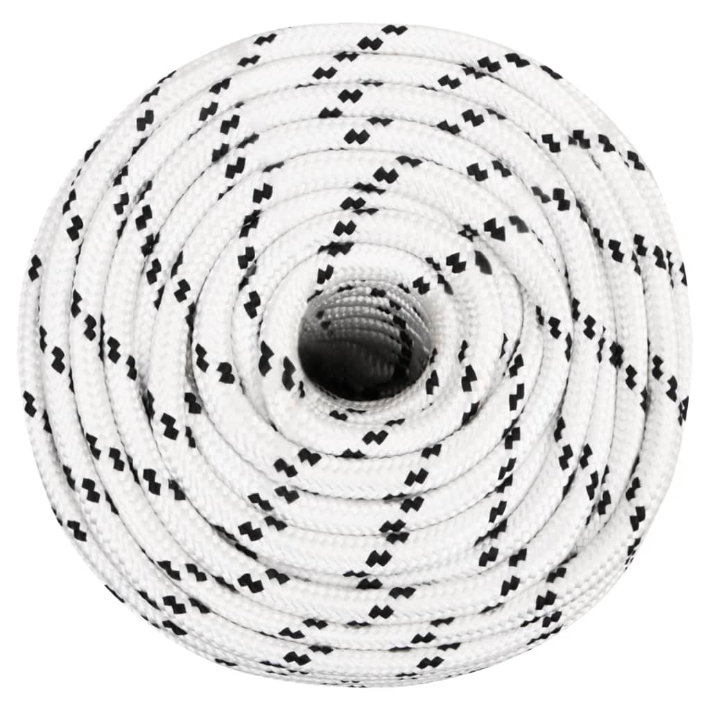 VidaXL Geflochtenes Bootsseil 14 mm x 25 m Polyester Weiß