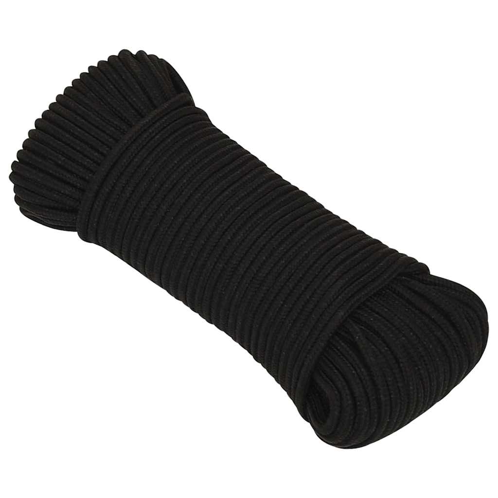 VidaXL Arbeitsseil 3 mm 50 m Polyester Schwarz
