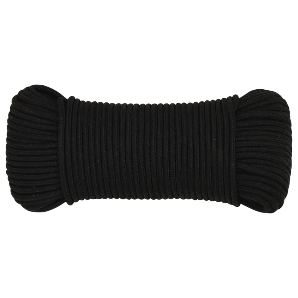 VidaXL Arbeitsseil 3 mm 50 m Polyester Schwarz
