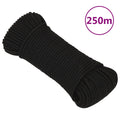 VidaXL Arbeitsseil 4 mm 250 m Polyester Schwarz