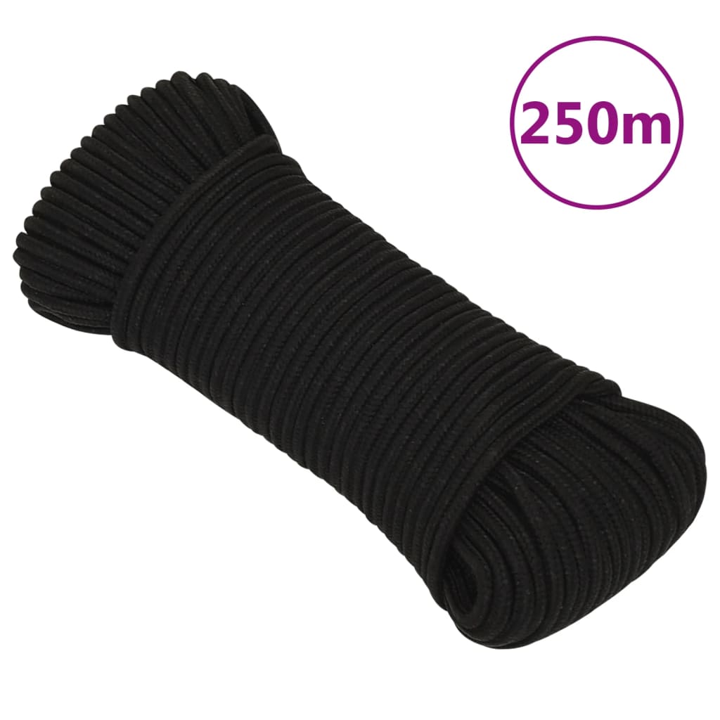 VidaXL Arbeitsseil 4 mm 250 m Polyester Schwarz