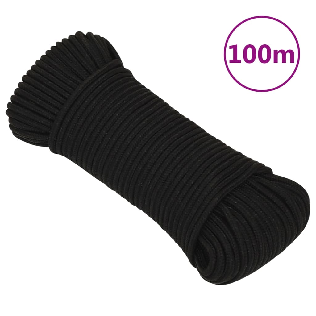 VidaXL Arbeitsseil 5 mm 100 m Polyester Schwarz