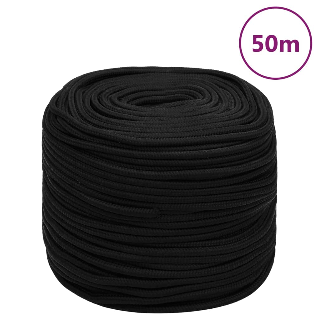 VidaXL Arbeitsseil 6 mm 50 m Polyester Schwarz