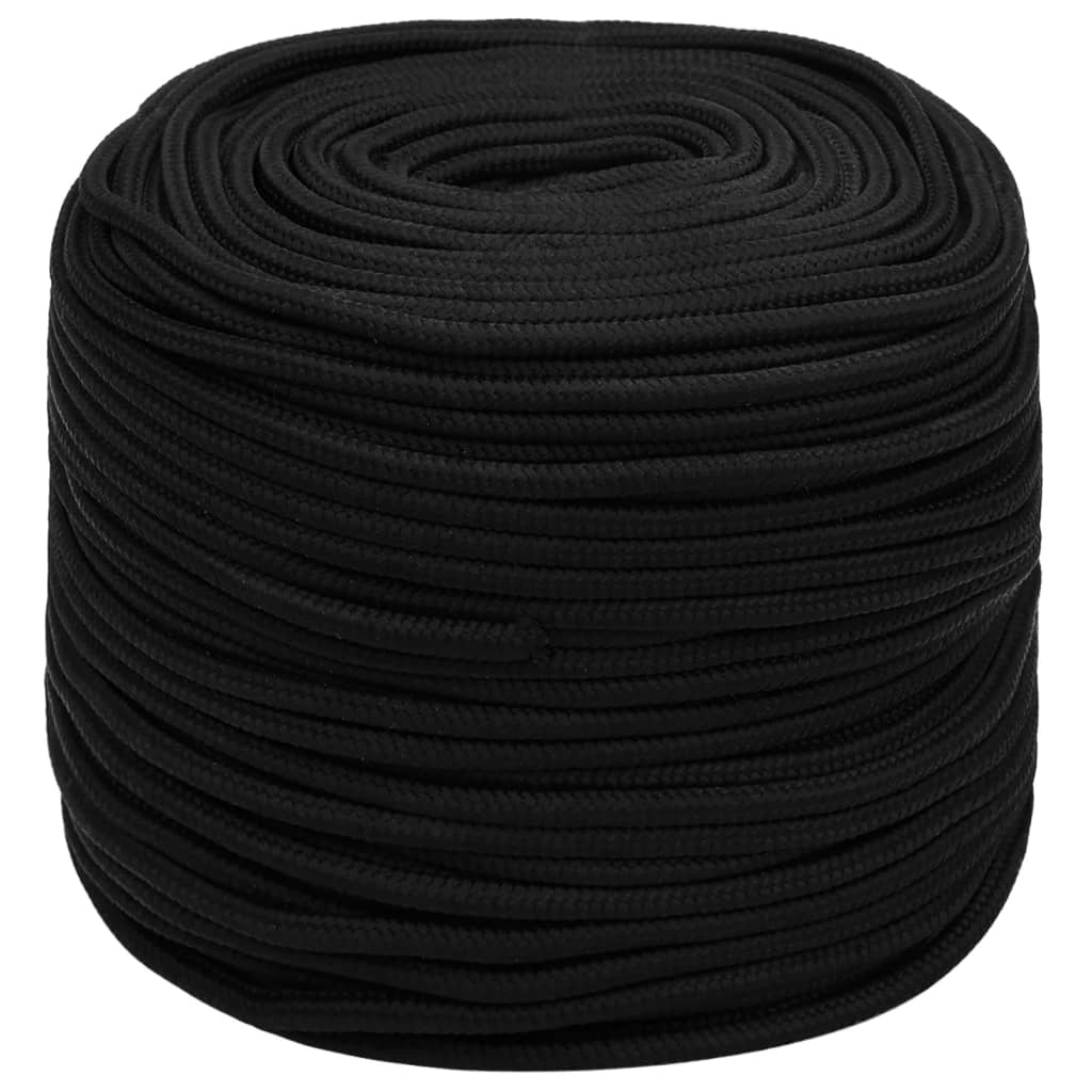 VidaXL Arbeitsseil 6 mm 50 m Polyester Schwarz