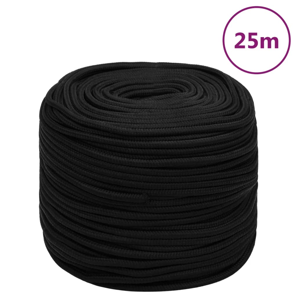VidaXL Arbeitsseil 8 mm 25 m Polyester Schwarz