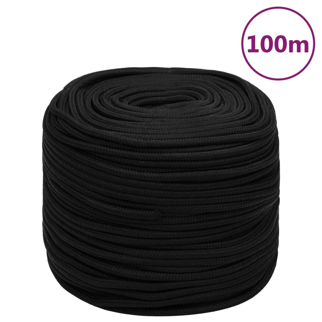 VidaXL Arbeitsseil 8 mm 100 m Polyester Schwarz