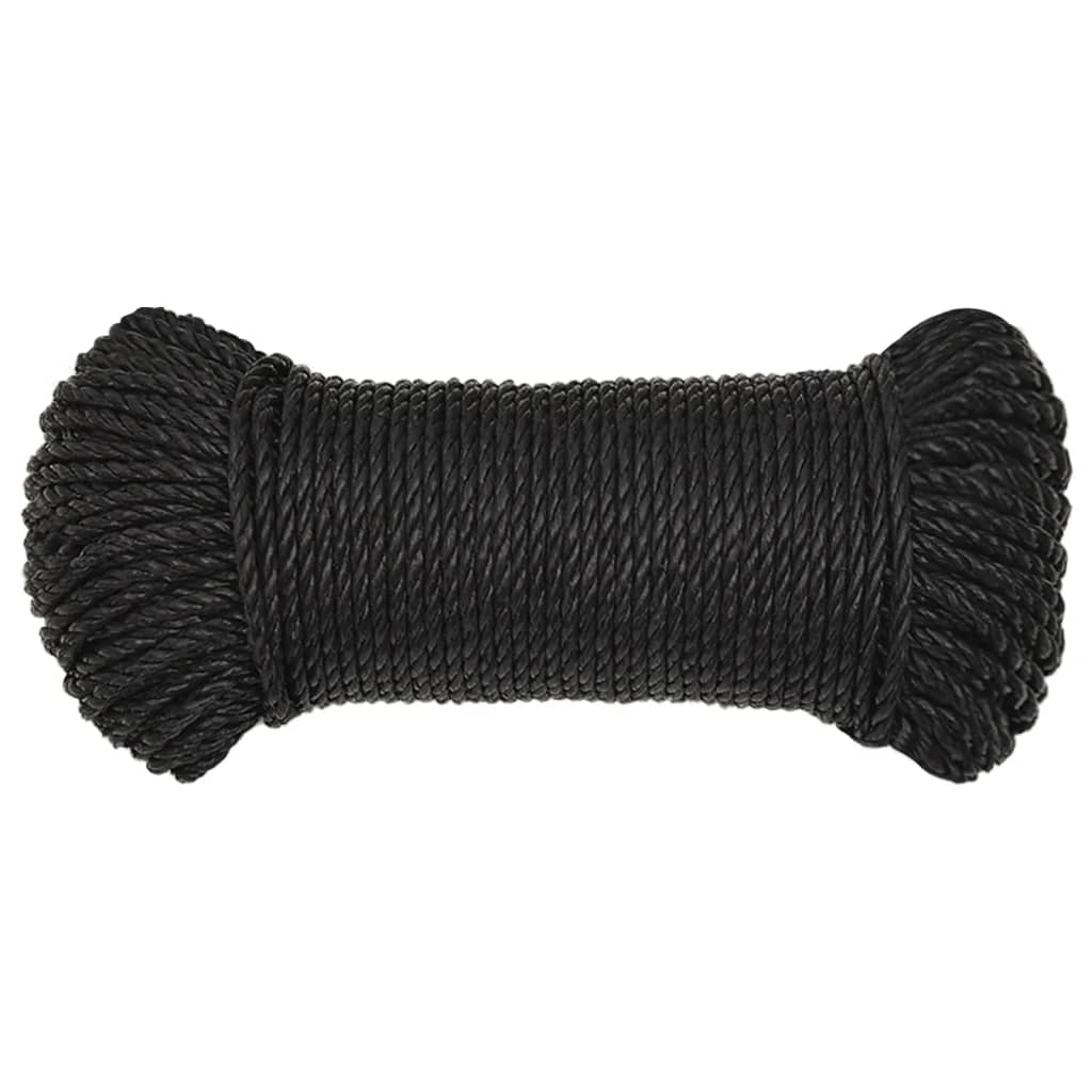 VidaXL Arbeitsseil 3 mm 25 m Polypropylen Schwarz