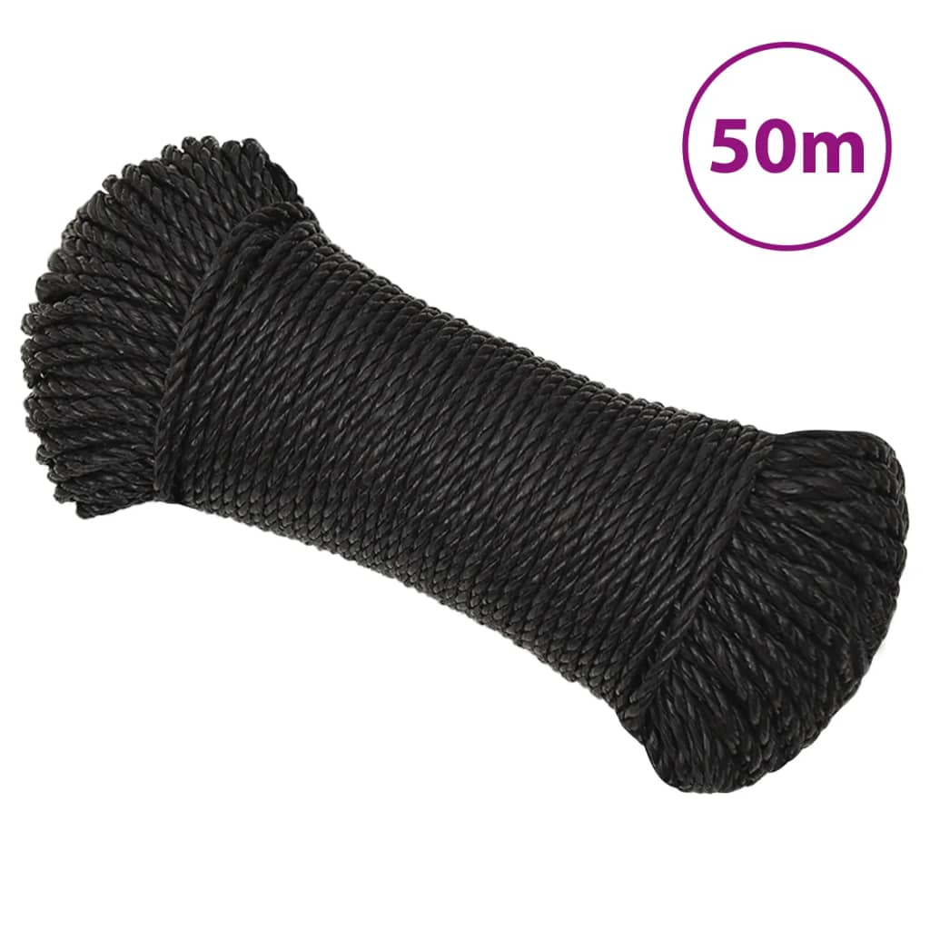 VidaXL Arbeitsseil 3 mm 50 m Polypropylen Schwarz
