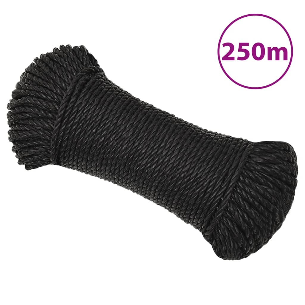 VidaXL Arbeitsseil 3 mm 250 m Polypropylen Schwarz