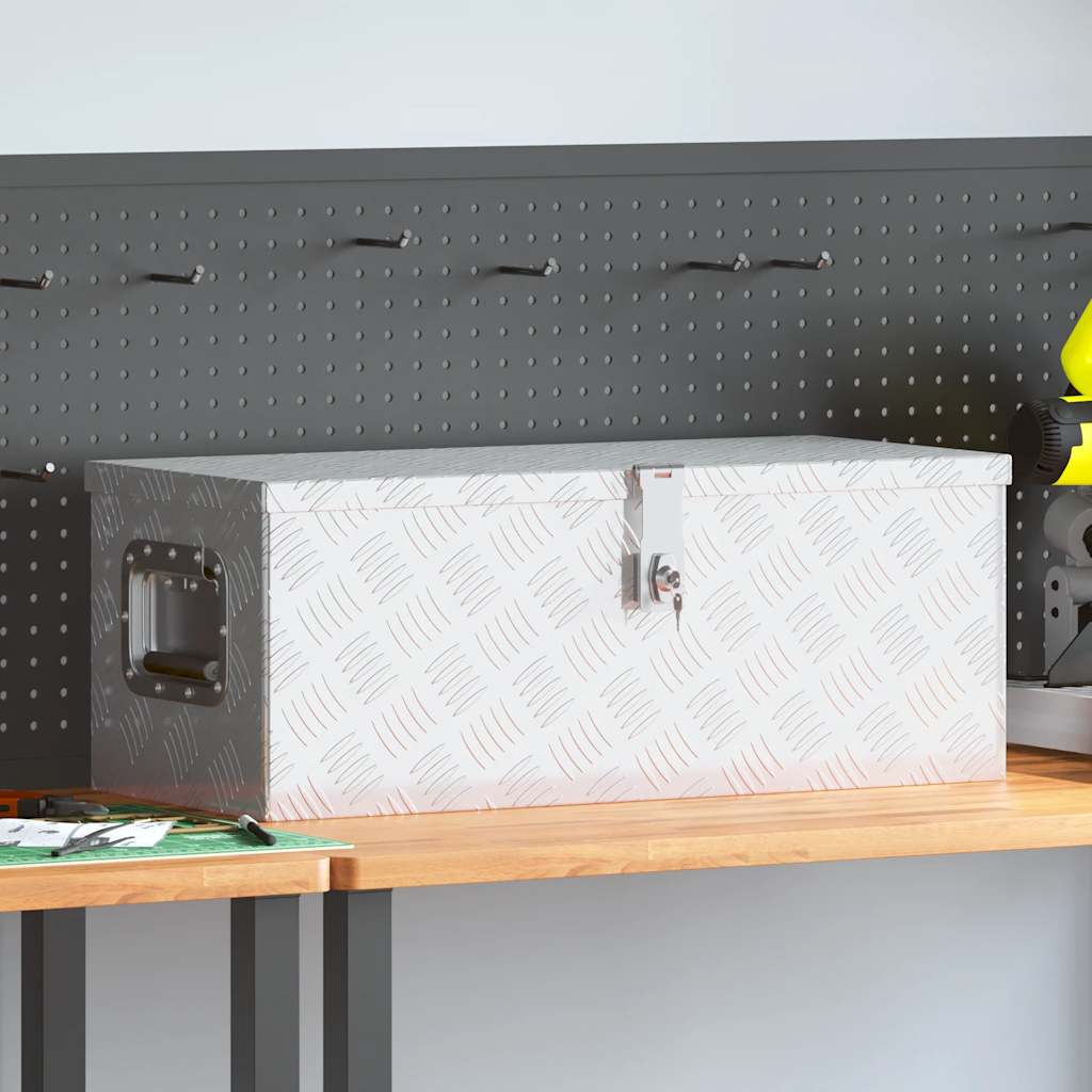 Vidaxl opbergbox 70x31x27 cm aluminium zilverkleurig