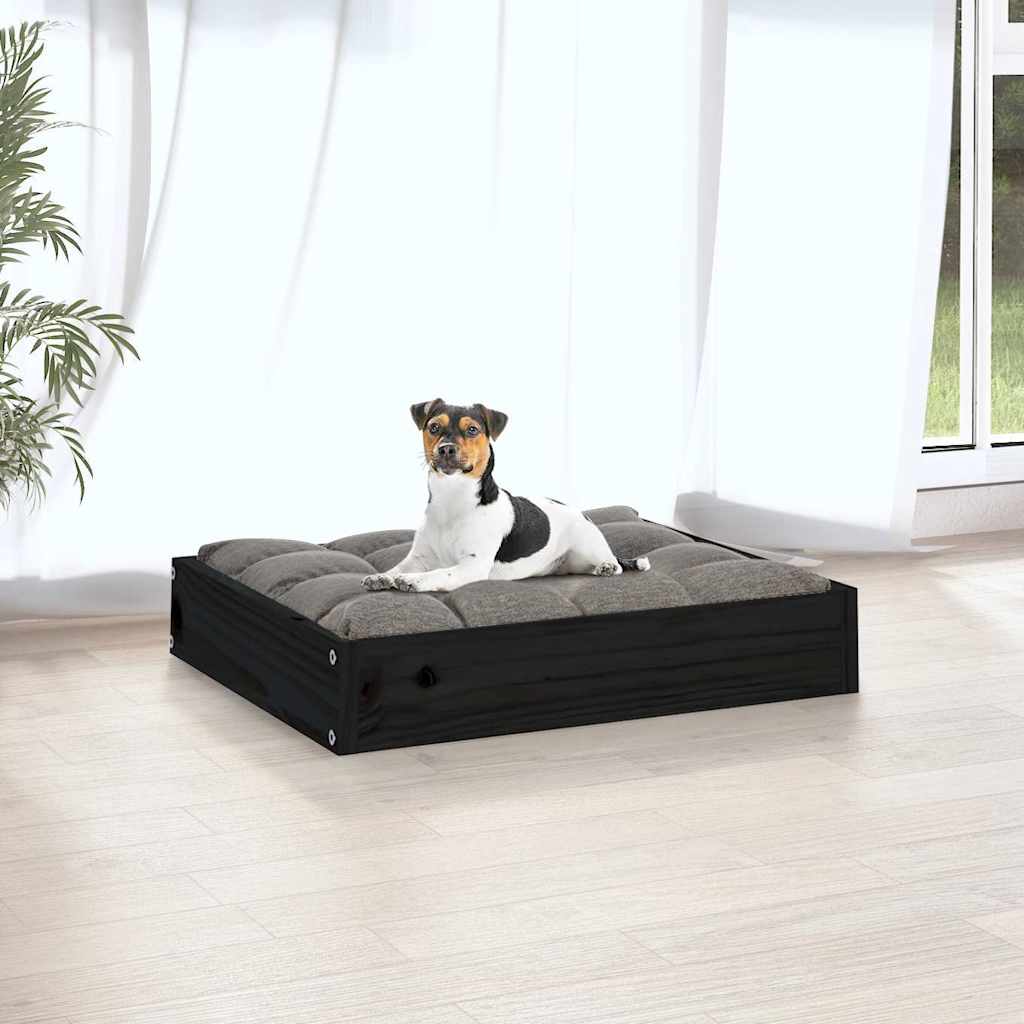 VidaXL Hundebett 51,5 x 44 x 9 cm Massives Kiefernholz Schwarz