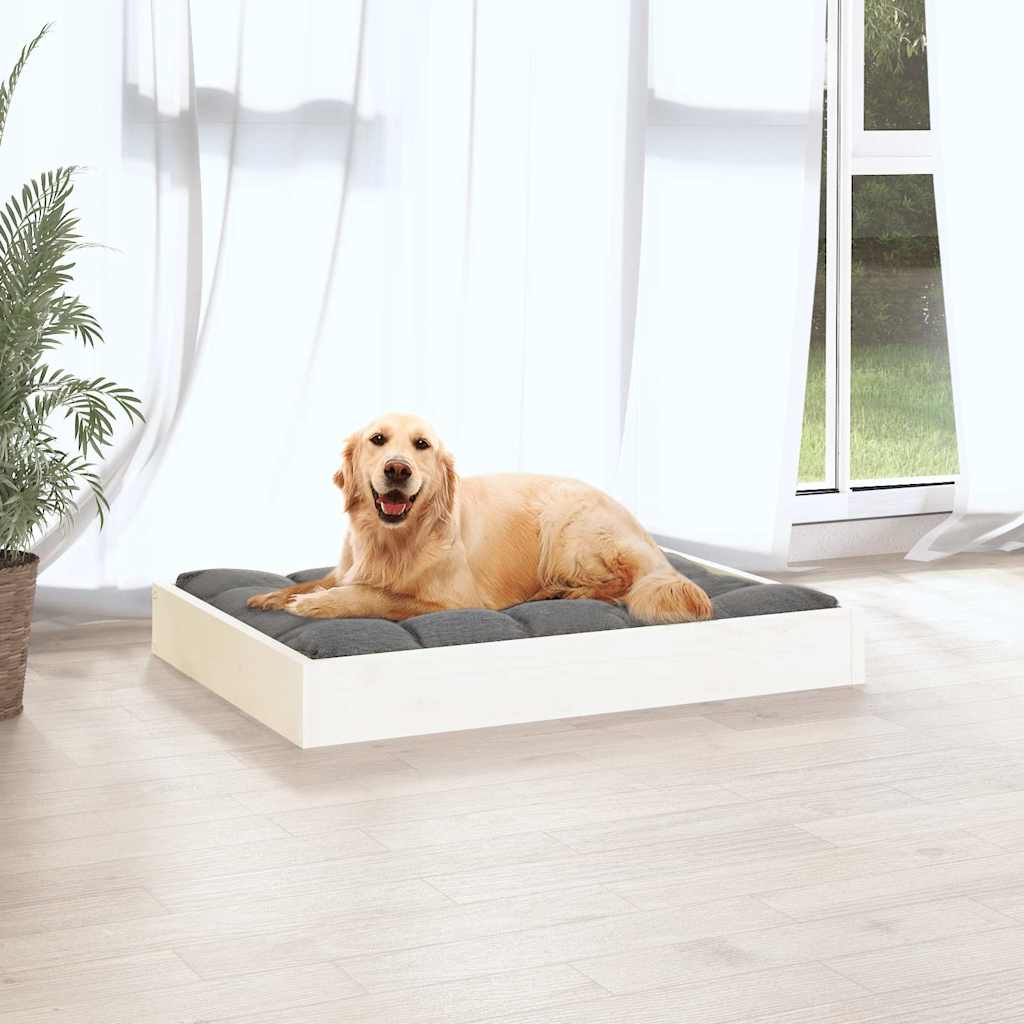 Vidaxl hondenmand 71,5x54x9 cm massief grenenhout wit